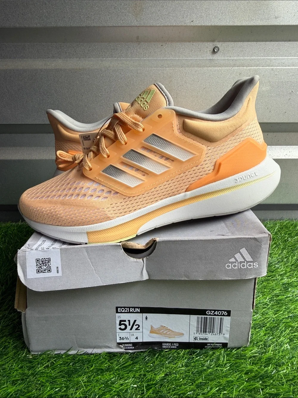 adidas Women's Peach/Light Orange EQ21 Run Athletic Sneakers